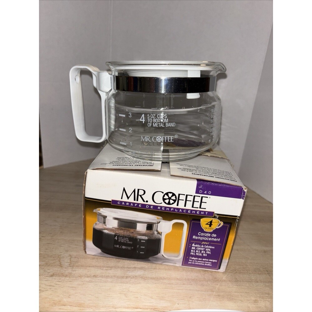New Mr. Coffee D40 Replacement Decanter Carafe Pot White 4 Cup White